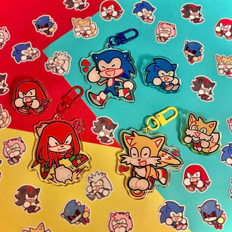 Team Sonic charms and pins